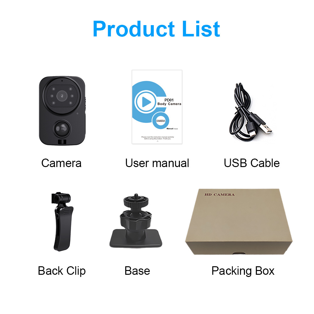 PD01 Waterproof Body Camera 1080P PIR Camera